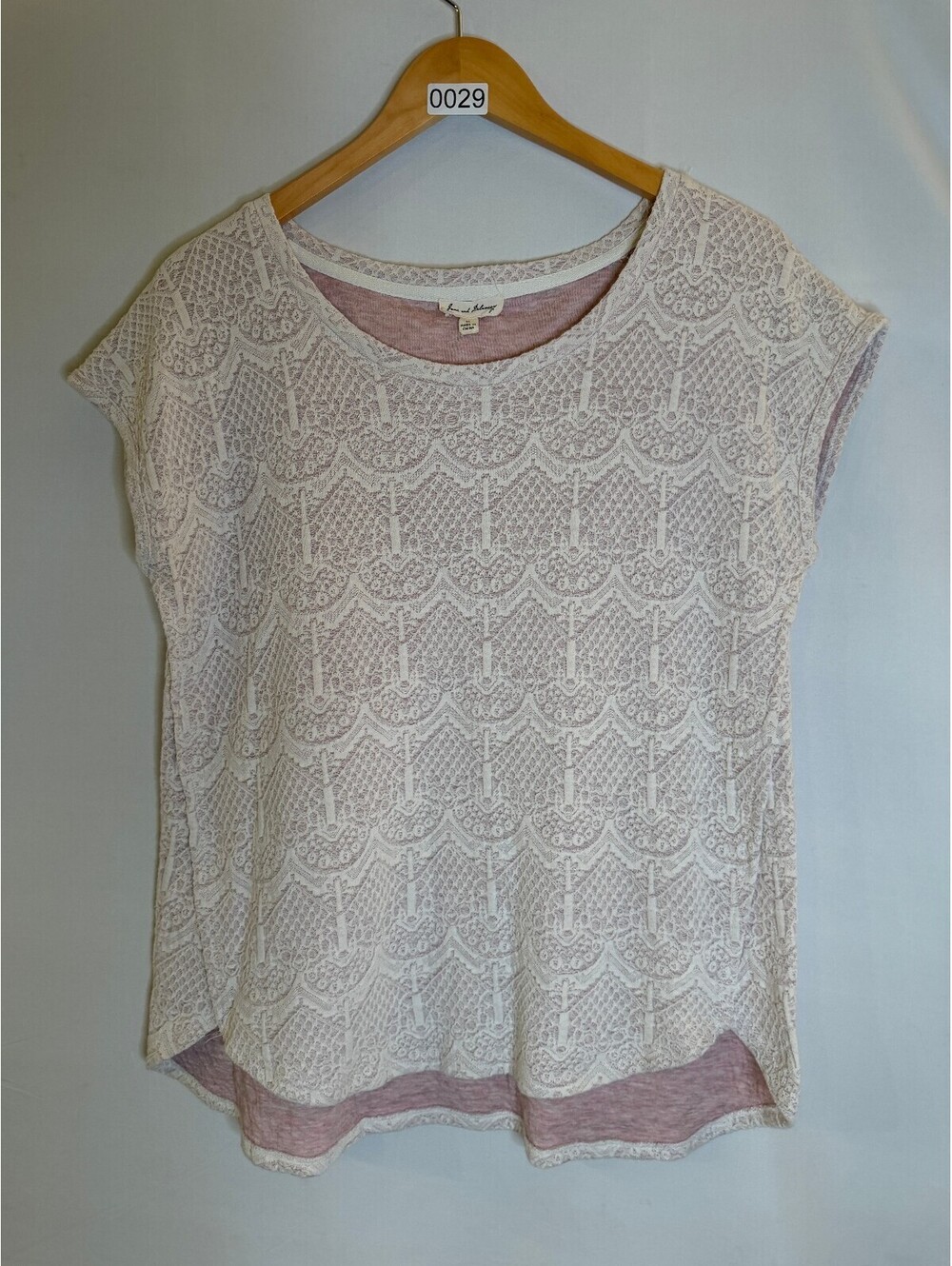 Jane and Delancey Medium Lace Overlay Pink Top